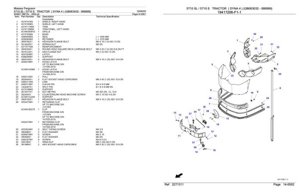 Massey Ferguson 5710 5710 S Tractor Parts Catalog 6246225 1