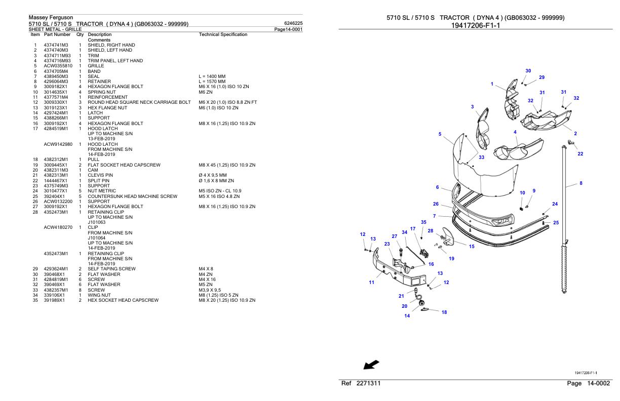 Massey Ferguson 5710 5710 S Tractor Parts Catalog 6246225 1