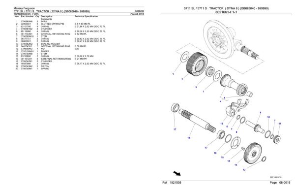 Massey Ferguson 5711 5711 S Tractor Parts Catalog 6246230 1