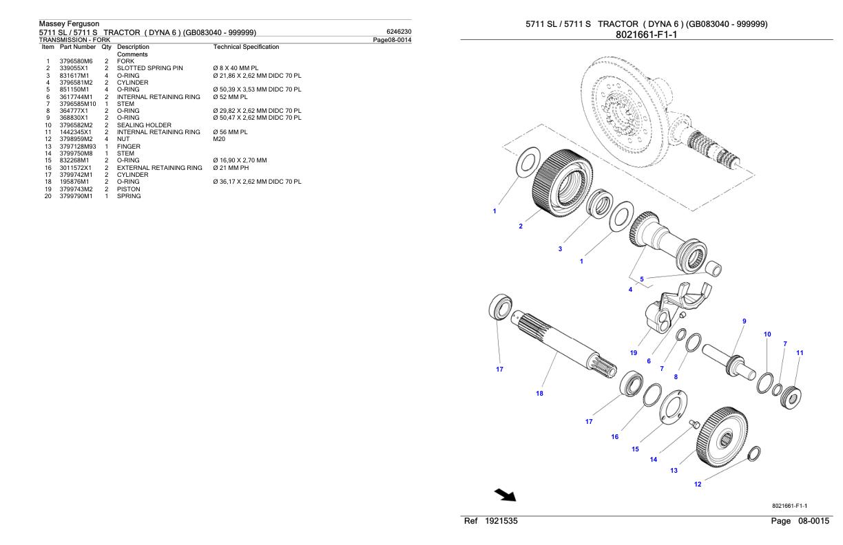 Massey Ferguson 5711 5711 S Tractor Parts Catalog 6246230 1