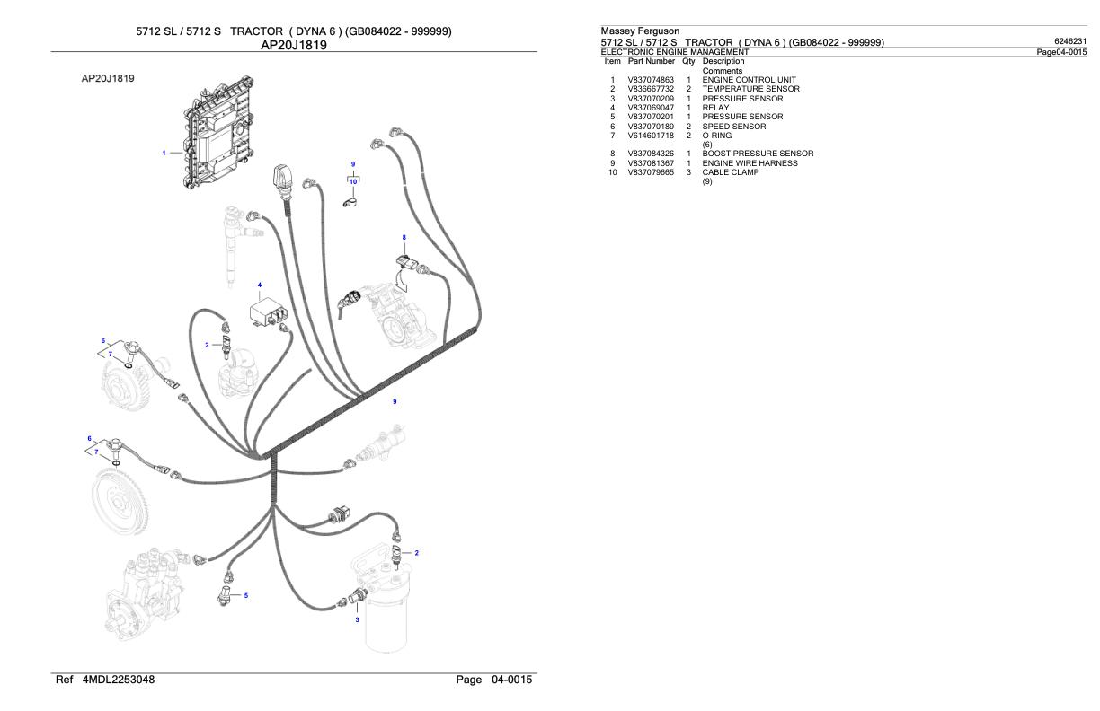 Massey Ferguson 5712 5712 S Tractor Parts Catalog 6246231 1