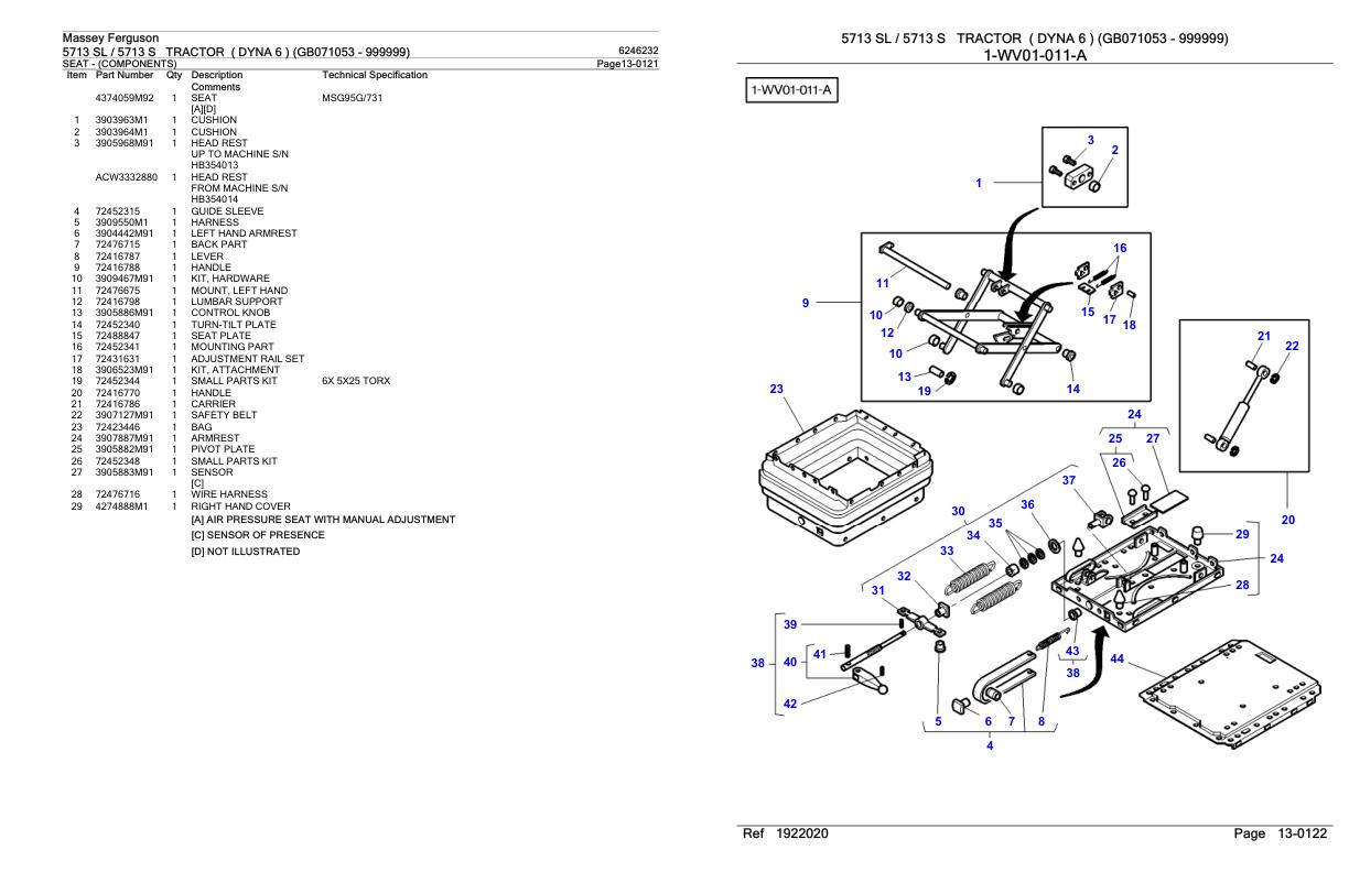 Massey Ferguson 5713 5713 S Tractor Parts Catalog 6246232 1