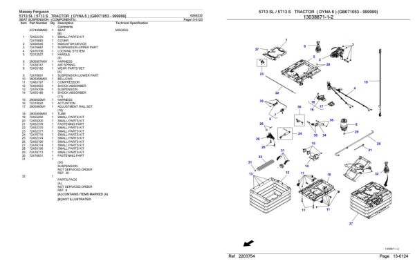 Massey Ferguson 5713 5713 S Tractor Parts Catalog 6246232 2
