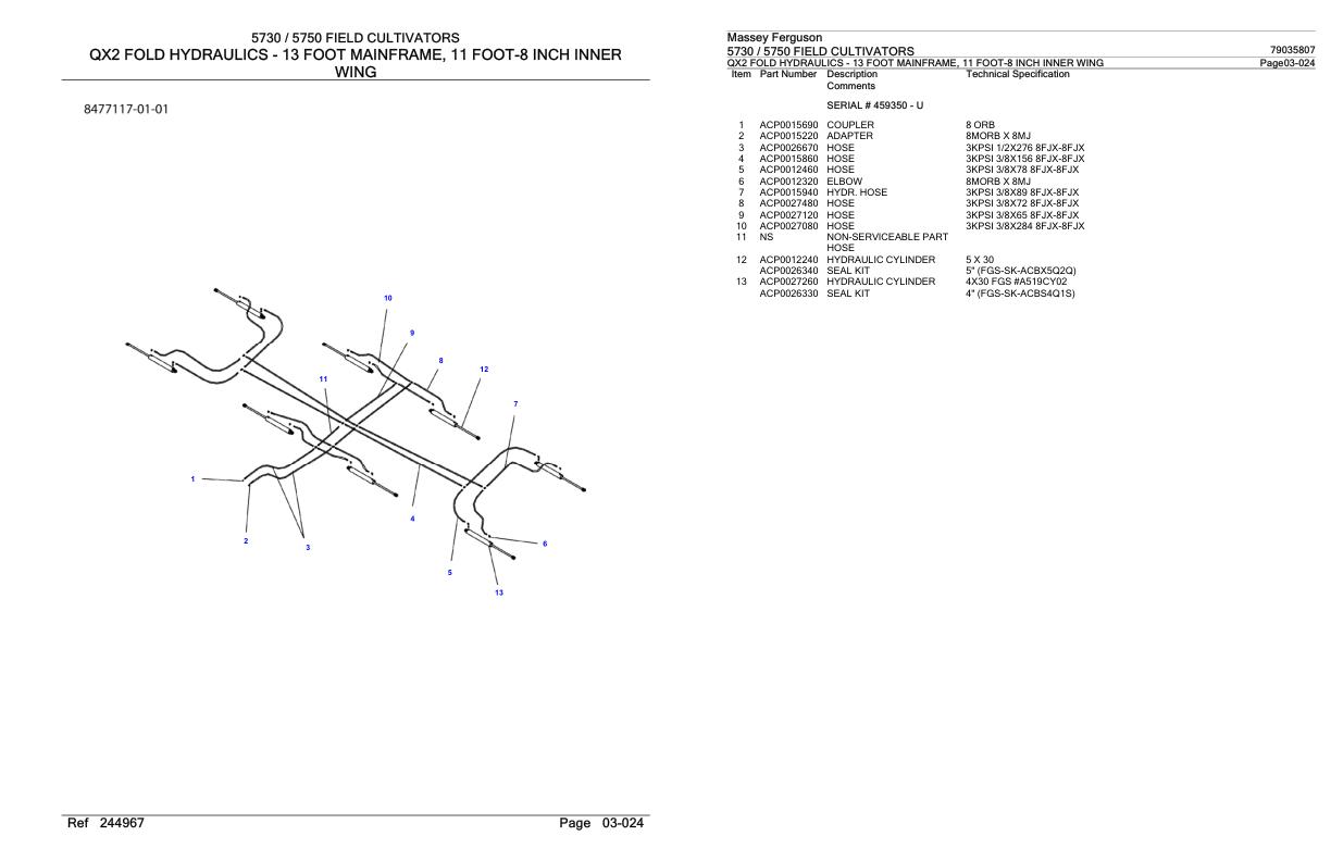 Massey Ferguson 5730 5750 Field Cultivator Parts Catalog 79035807 1