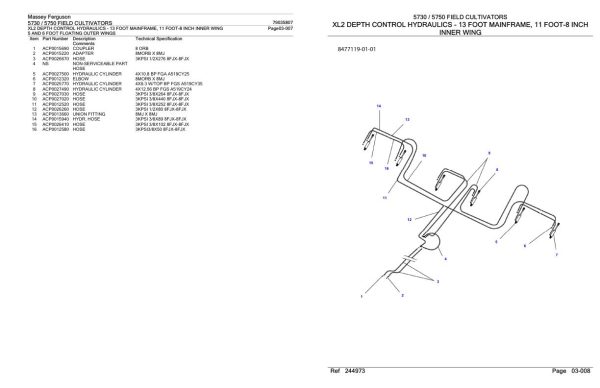 Massey Ferguson 5730 5750 Field Cultivator Parts Catalog 79035807 2