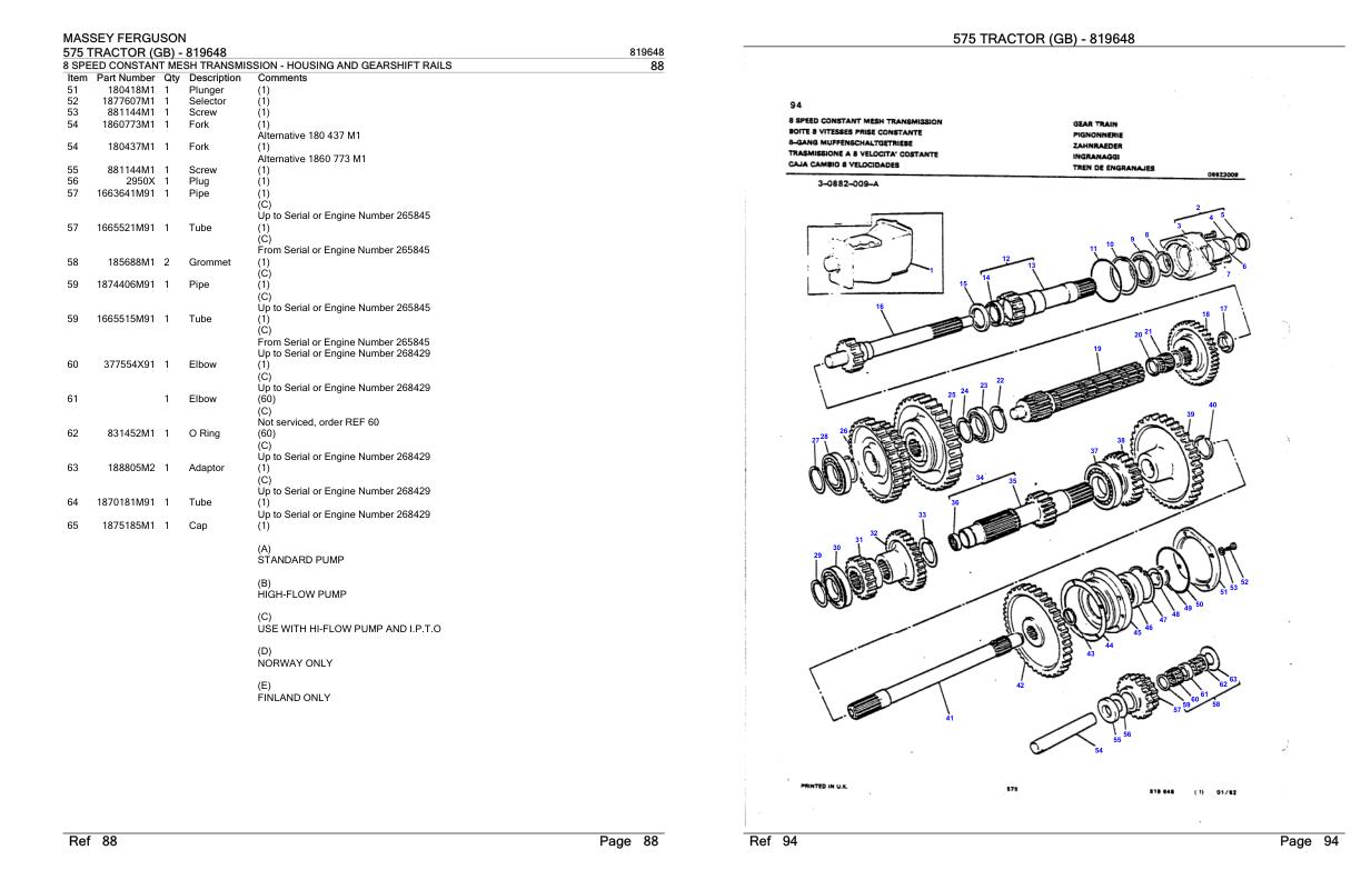 Massey Ferguson 575 Tractor Parts Catalog 819648 1