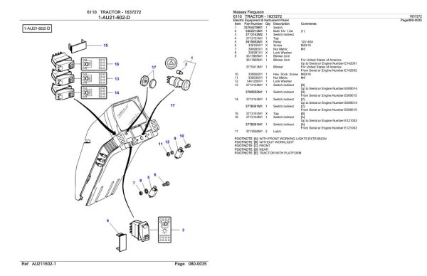 Massey Ferguson 6110 Tractor Parts Catalog 1637272 1