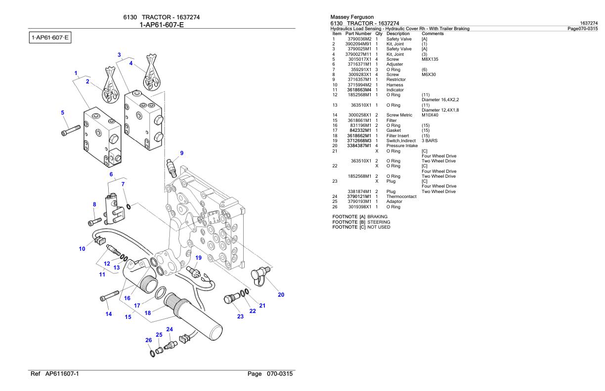 Massey Ferguson 6130 Tractor Parts Catalog 1637274 1