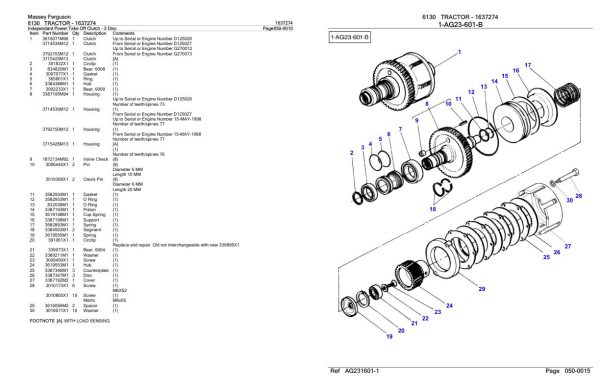 Massey Ferguson 6130 Tractor Parts Catalog 1637274 2