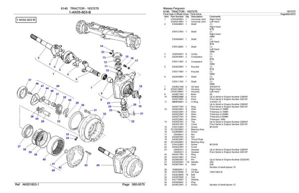 Massey Ferguson 6140 Tractor Parts Catalog 1637275 2