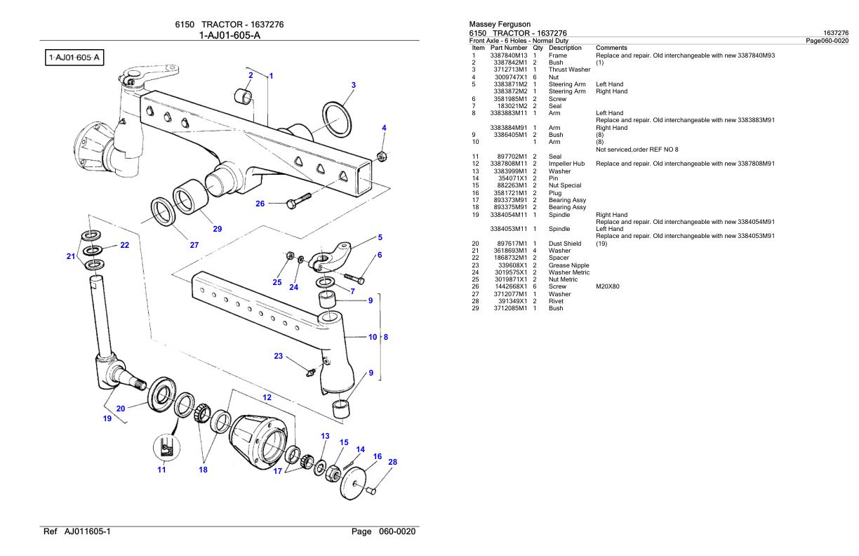 Massey Ferguson 6150 Tractor Parts Catalog 1637276 1
