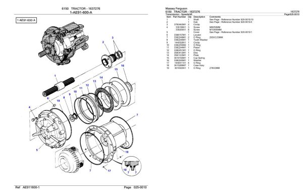Massey Ferguson 6150 Tractor Parts Catalog 1637276 2