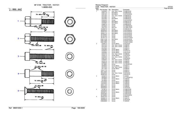 Massey Ferguson 6190 Tractor Parts Catalog 1637331 2