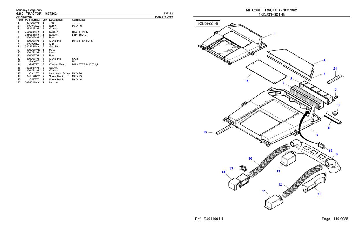 Massey Ferguson 6260 Tractor Parts Catalog 1637362 2