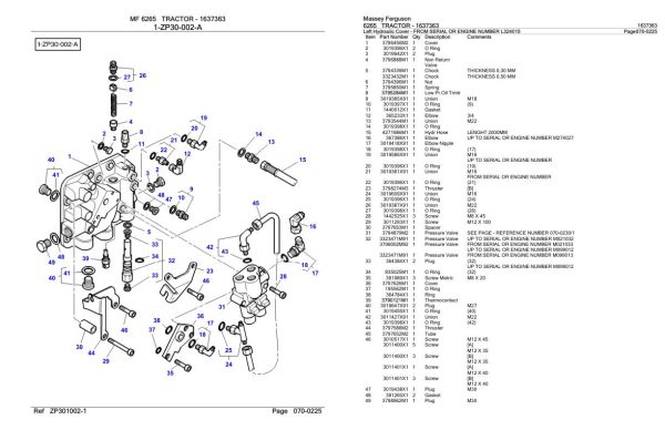 Massey Ferguson 6265 Tractor Parts Catalog 1637363 2