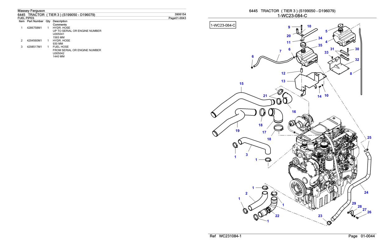 Massey Ferguson 6445 Tractor Parts Catalog 3906154 1