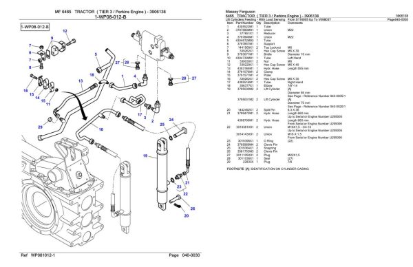 Massey Ferguson 6465 Tractor Parts Catalog 3906138 1
