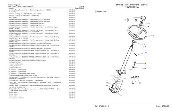 Massey Ferguson 6485 6490 Tractor Parts Catalog 1637434 1