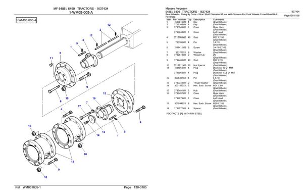 Massey Ferguson 6485 6490 Tractor Parts Catalog 1637434 2