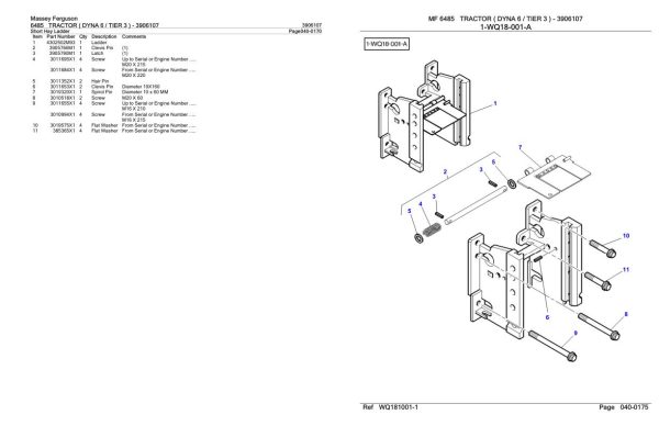 Massey Ferguson 6485 Tractor Parts Catalog 3906107 2