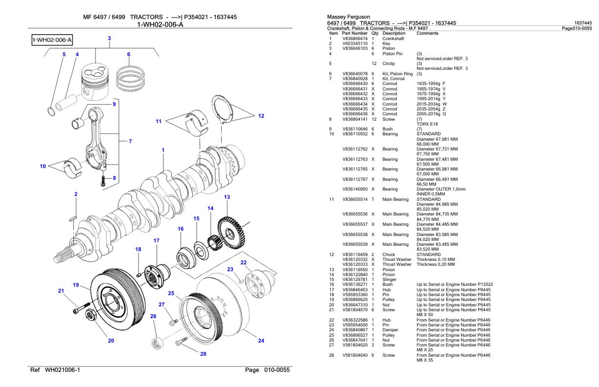 Massey Ferguson 6497 6499 Tractor Parts Catalog 1637445 1