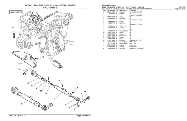 Massey Ferguson 6497 Tractor Parts Catalog 3906158 1