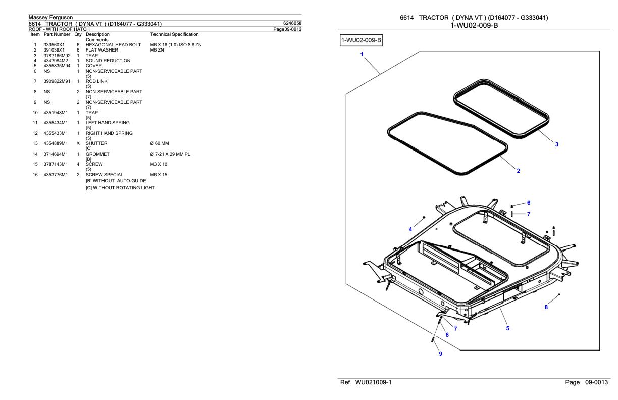 Massey Ferguson 6614 Tractor Parts Catalog 6246058 1
