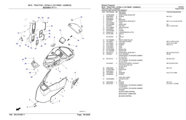 Massey Ferguson 6615 Tractor Parts Catalog 6246053 2