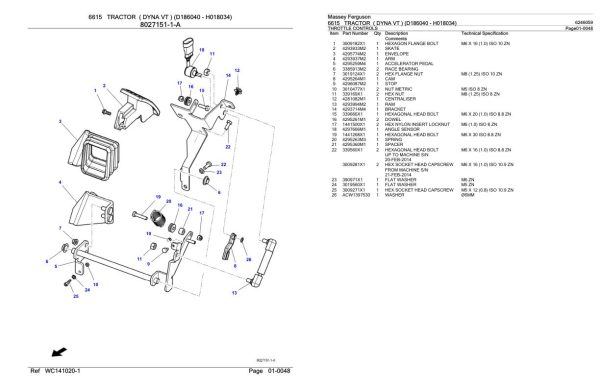 Massey Ferguson 6615 Tractor Parts Catalog 6246059 1