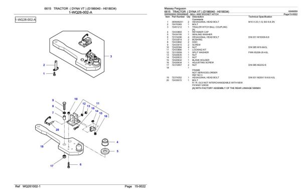 Massey Ferguson 6615 Tractor Parts Catalog 6246059 2