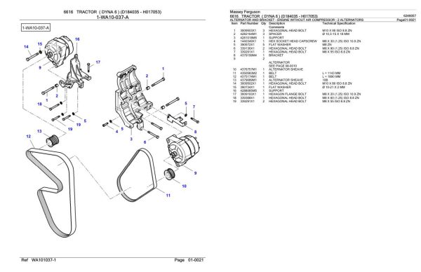 Massey Ferguson 6616 Tractor Parts Catalog 6246057 1