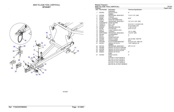 Massey Ferguson 6630 Tillage Tool Vertical Parts Catalog 651945 2