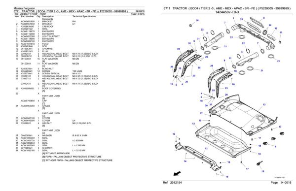 Massey Ferguson 6711 Tractor Parts Catalog 6246216 2
