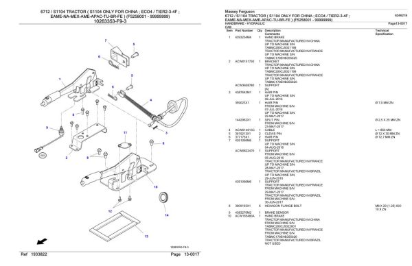 Massey Ferguson 6712 S1104 Tractor Parts Catalog 6246218 1