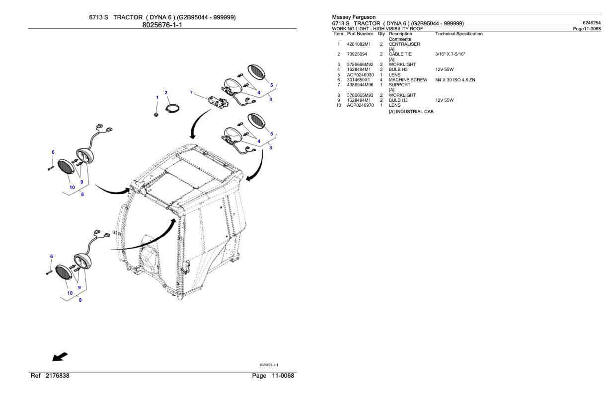 Massey Ferguson 6713 S Tractor Parts Catalog 6246254 1