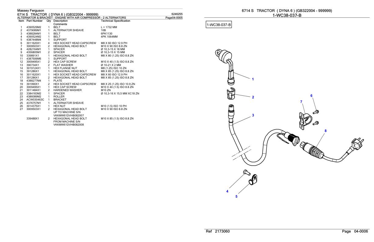 Massey Ferguson 6714 S Tractor Parts Catalog 6246255 1