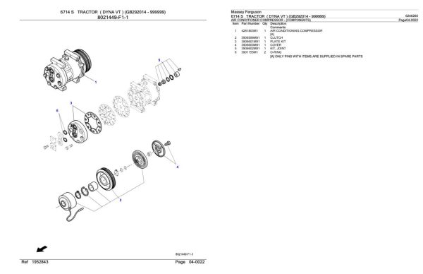 Massey Ferguson 6714 S Tractor Parts Catalog 6246260 1