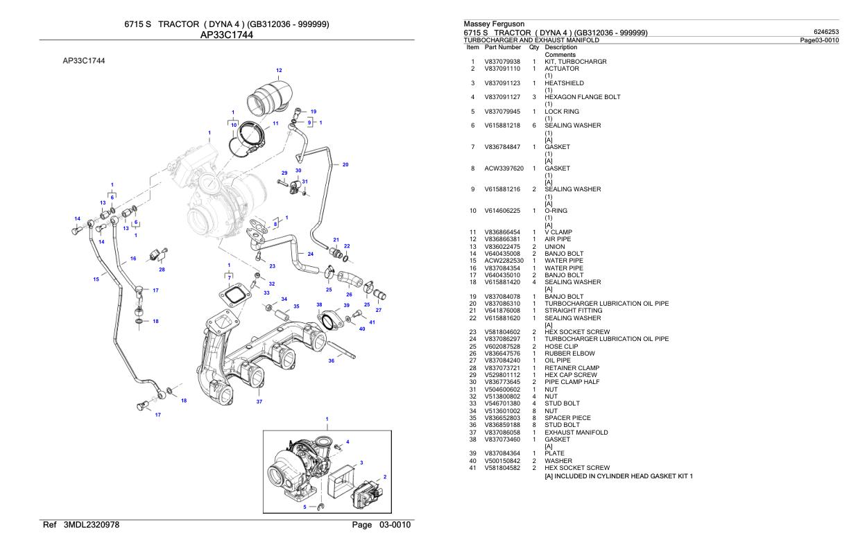 Massey Ferguson 6715 S Tractor Parts Catalog 6246253 1