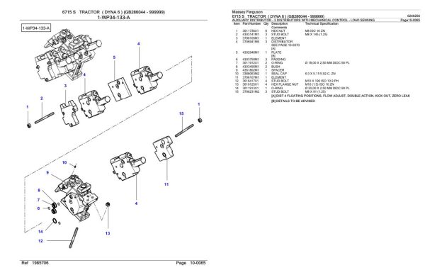 Massey Ferguson 6715 S Tractor Parts Catalog 6246256 1