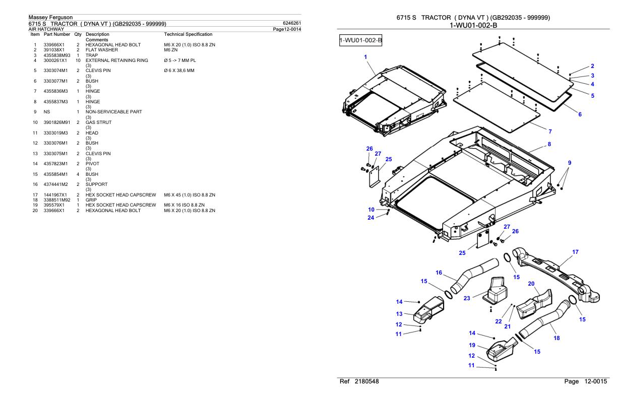 Massey Ferguson 6715 S Tractor Parts Catalog 6246261 1