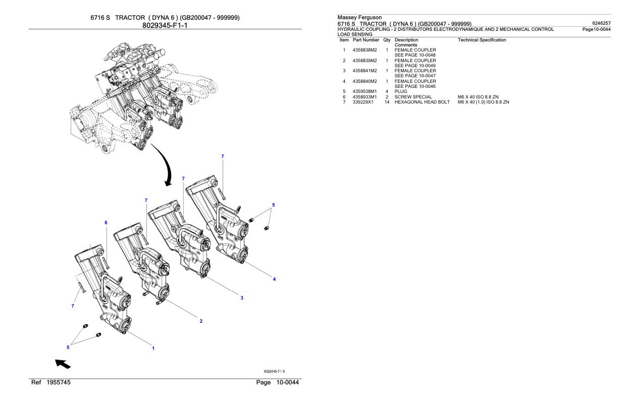 Massey Ferguson 6716 S Tractor Parts Catalog 6246257 1