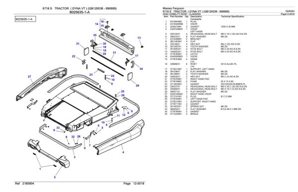 Massey Ferguson 6718 S Tractor Parts Catalog 6246263 1