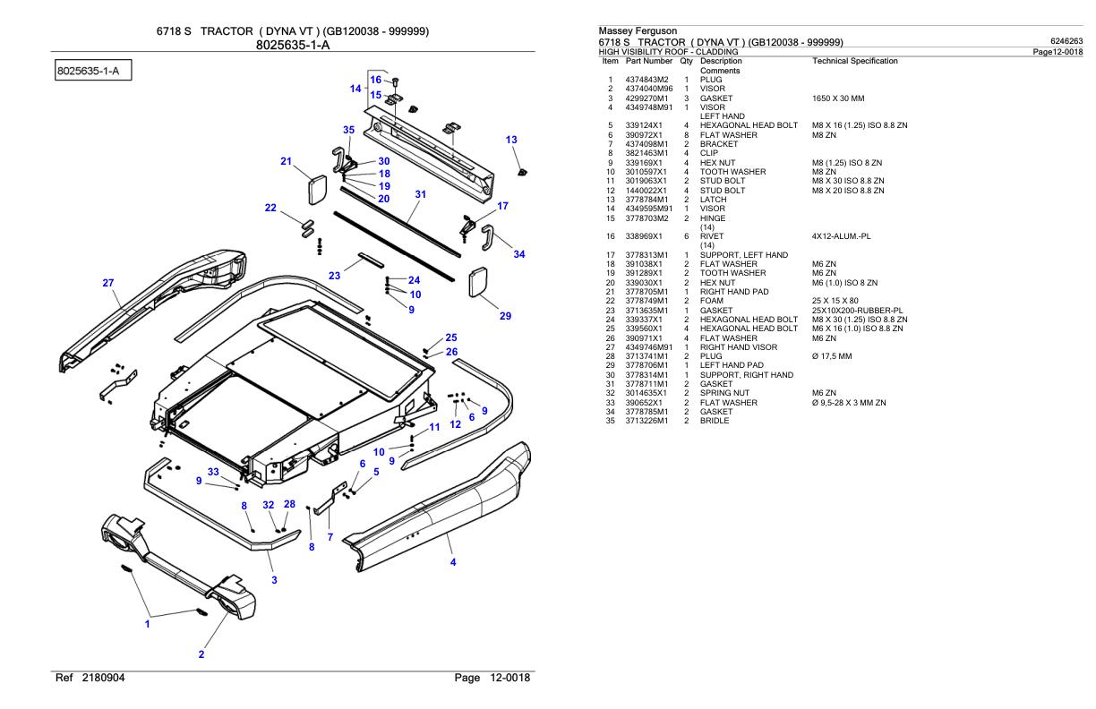 Massey Ferguson 6718 S Tractor Parts Catalog 6246263 1