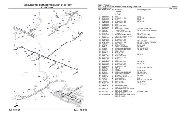 Massey Ferguson 6830 Land Finisher 21 36 Foot Parts Catalog 652029 1