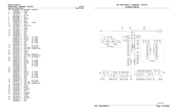Massey Ferguson 7256 CEREA Combine Parts Catalog 1637475 1