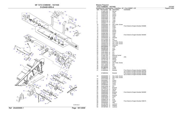 Massey Ferguson 7272 Combine Parts Catalog 1637406 1