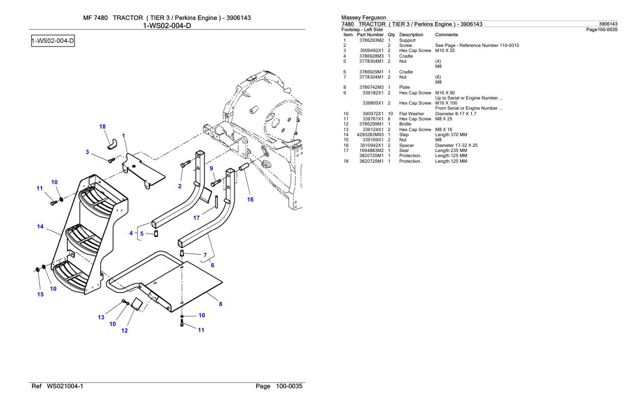 Massey Ferguson 7480 Tractor Parts Catalog 3906143 1