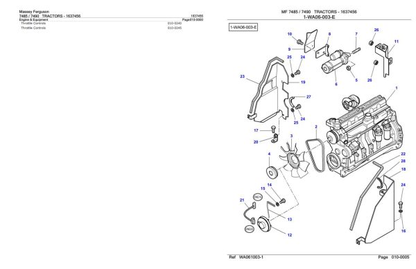Massey Ferguson 7485 7490 Tractor Parts Catalog 1637456 1