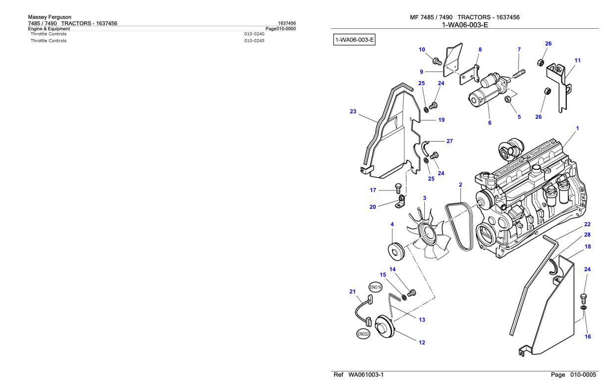 Massey Ferguson 7485 7490 Tractor Parts Catalog 1637456 1