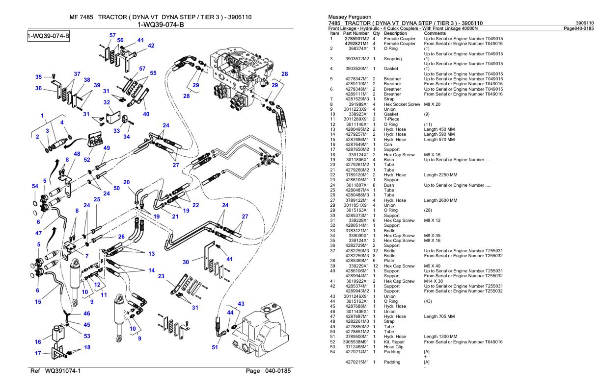 Massey Ferguson 7485 Tractor Parts Catalog 3906110 1